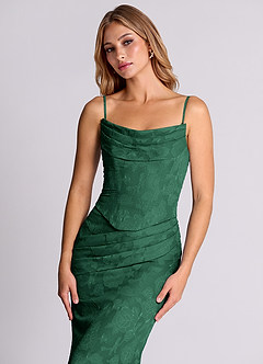 Azazie Sorrel Brautjungfernkleider Wandelbar Meerjungfrau-Linie Korsett Blumen-Burnout Kleid Dunkelgrün image7