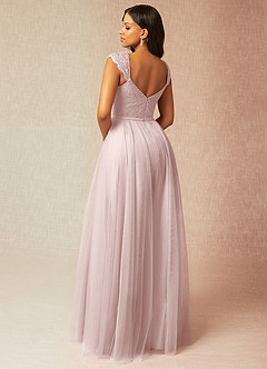 Azazie Luxi Robes de demoiselle d'honneur Robe Trapèze en Tulle Plissée Rose Pâle image2