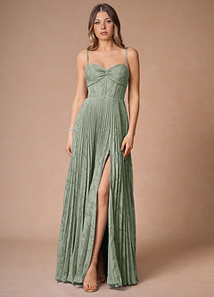 Akiko Pistachio Pleated Maxi Dress image3