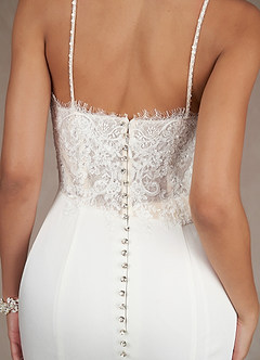 Azazie Nyx Probar vestidos en casa Vestido de Blanco Diamante Champán de Stretch Satin de Sirena con Lentejuelas cuello pico image8