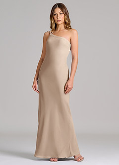 Azazie Monroe 신부 들러리 드레스 쉬스 한쪽 어깨 쉬폰 바닥 길이 드레스 image3