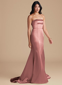 Azazie Aura Bridesmaid Dresses Dusty Rose Mermaid Metallic Satin Convertible Dress image5