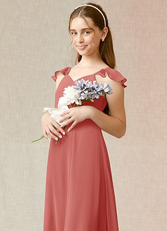 Azazie Everett Junior Robe Trapèze en Mousseline de soie Antique Rose image6