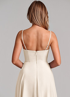 Azazie Elle Bridesmaid Dresses White Alabaster A-Line Pleated Chiffon Dress image2