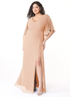 Azazie Cierra Bridesmaid Dresses English Rose A-Line V-Neck Chiffon Dress image17