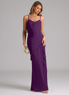 Azazie Nancie Bridesmaid Dresses Grape Mermaid Ruched Chiffon Dress image5