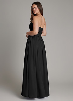 Azazie Andreina Bridesmaid Dresses Black A-Line Pleated Chiffon Dress image3