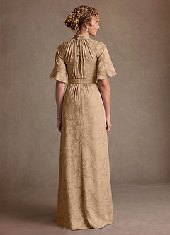 Azazie Hypatia Klänningar till brudens mor Klä Tubklänning i Blommig Utbrändhet Plisserad Champagne image3