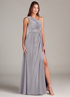 Azazie Brooke Bridesmaid Dresses French Lilac A-Line One Shoulder Velvet Dress image3