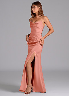 Azazie Claudelle Suknie dla druhen Syrena Bez ramiączek Satyna elastyczna Do ziemi Sukienka image3