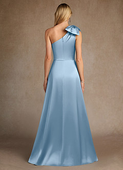 Azazie Easton Klänningar till brudens mor Klänning A-Line i Stretch Satin One-shoulder Puderblå image3
