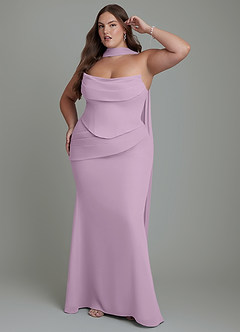 Azazie Sorrel Vestidos de damas de honor Vestido Glicinia de Gasa de Corte Sirena con Corsé image12