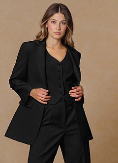 front Rowan Black Refined Weave Performance blazer