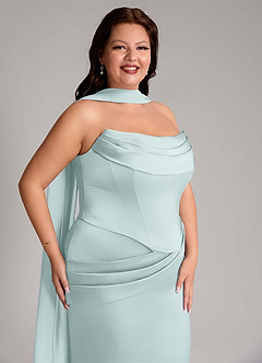 Azazie Sorrel Bridesmaid Dresses Mist Mermaid Strapless Stretch Satin Convertible Dress image13