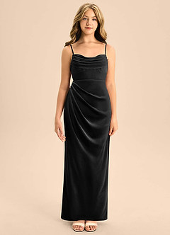 Azazie Mai Junior Black A-Line Sweetheart Neckline Velvet Dress image5