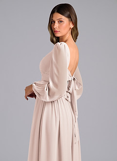 Azazie Zeya Bridesmaid Dresses Rose Petal A-Line Long Sleeve Chiffon Dress image6