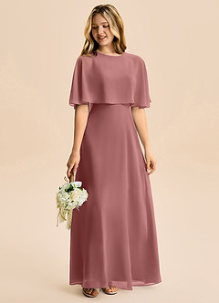 Azazie Maris Junior Abito A-Line in Chiffon Rosa Del Deserto image6