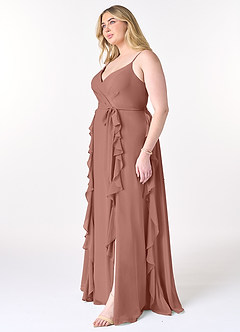 Azazie Peyton Bridesmaid Dresses Cedar Rose A-Line Ruched Chiffon Dress image9