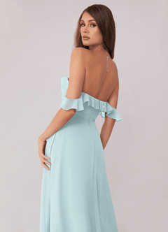 Barbie ♥ Azazie Bridesmaid Dresses Mist A-Line Off the Shoulder Chiffon Convertible Dress image6
