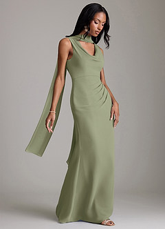 Azazie Linelle Bridesmaid Dresses Pistachio Mermaid Pleated Chiffon Dress image8