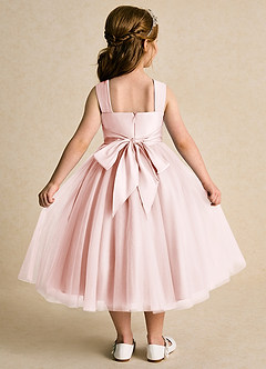 Azazie Dovey vestidos de niña de las flores Vestido de Rosa Rubor de Tul de Princesa con Lazo image3