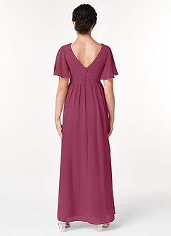 Azazie Temeka Junior Mulberry A-Line Pleated Chiffon Dress image2