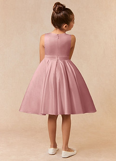 Azazie Coco Flower Girl Dresses Dusty Rose A-Line Bow Matte Satin Dress image4