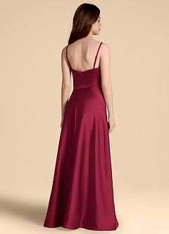 Azazie Prisha Junior A-Linie Plissee Stretch-Satin Kleid Burgunderrot image2