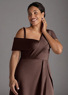 Azazie Milton Mère de la mariée Robes Robe Trapèze en Satin extensible Plissée Ganache image28