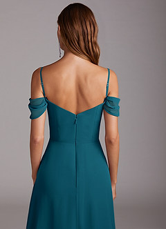 Azazie Marley Bridesmaid Dresses Ink Blue A-Line Off the Shoulder Chiffon Convertible Dress image10