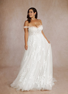 Azazie Wendie Robes de mariée Robe Trapèze en Tulle Paillettes Blanc De Diamant image13