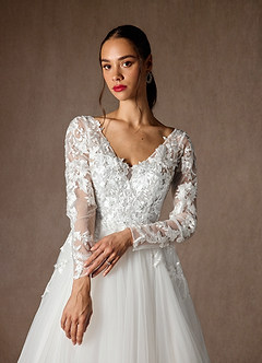 Azazie Freya Hochzeitskleider A-Linie Pailletten Tüll Kleid Diamantweiß image6