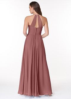 Azazie Ginger Bridesmaid Dresses Desert Rose A-Line Halter Pleated Chiffon Dress image2