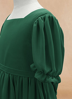 Azazie Joss Abiti da Ragazza di Fiori Abito A-Line in Chiffon Con Maniche Verde Scuro image8