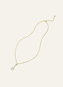 front Pear Cut CZ Pendant Necklace