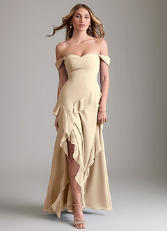 Azazie Sloane Bridesmaid Dresses Champagne A-Line Sweetheart Neckline Chiffon Dress image5
