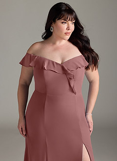 Azazie Sophie Jurken voor bruidsmeisjes Converteerbaar Jurk van Chiffon met A-Lijn Off the Shoulder Woestijnroos image11