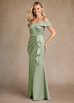 Azazie Laredo vestidos de madre de la novia Vestido de Salvia Polvorienta de Satén Elástico de Sirena con Vestidos sin tirantes image2