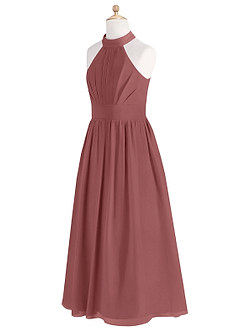 Azazie Iman Junior Amethyst A-Line Pleated Chiffon Dress image8