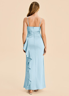 Azazie Lyla Junior Sky Blue Mermaid Pleated Stretch Satin Dress image2