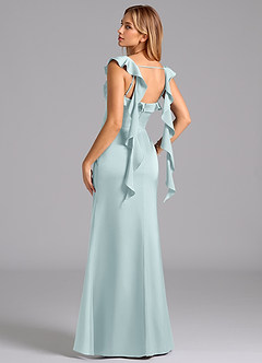 Azazie Adi Bridesmaid Dresses Mist A-Line Pleated Stretch Satin Dress image6