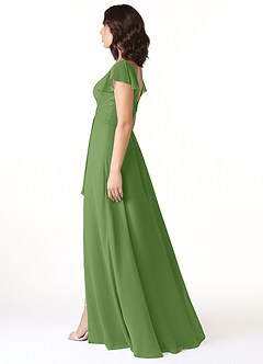 Azazie Omari Robes de demoiselle d'honneur Robe Trapèze en Mousseline de soie Basilic image3