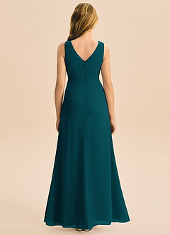 Azazie Floris Junior Robe Trapèze en Mousseline de soie Plissée Vert Pin image3