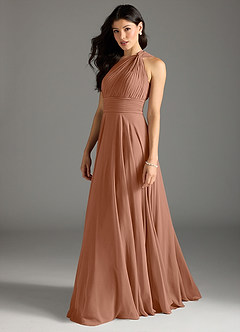 Azazie Charlize Jurken voor bruidsmeisjes Jurk van Chiffon met A-Lijn One-Shoulder Bronzeertint image4