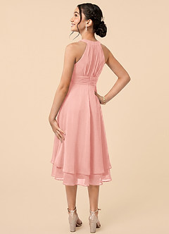 Azazie Linna Junior Rosette A-Line Pleated Chiffon Dress image4