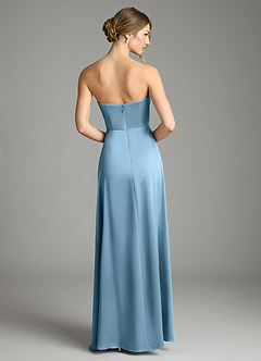 Azazie Wren Bridesmaid Dresses Steel Blue A-Line Strapless Stretch Satin Convertible Dress image7