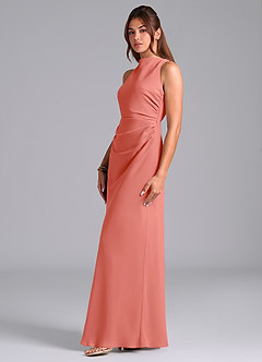 Azazie Evadne Suknie dla druhen Osłona Pofałdowany Szyfon Do ziemi Sukienka image1