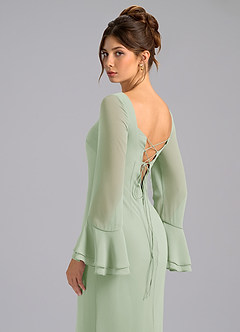 Azazie Leone Bridesmaid Dresses Dusty Sage Mermaid Corset Chiffon Dress image2