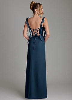 Azazie Jessamine Bridesmaid Dresses Dark Navy Mermaid Corset Chiffon Dress image8