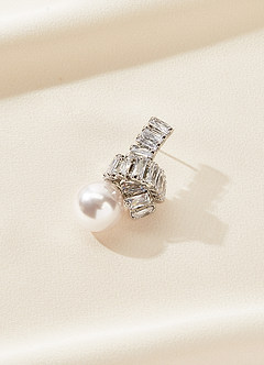 front Baguette Crystal and Pearl Knot Earrings